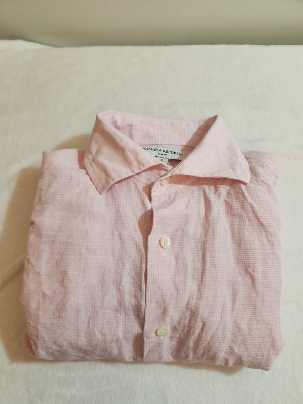 Banana Republic Linen Cotton Blend Shirt Mens Small Pink Long Sleeve Boho Hippie